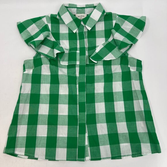 Aura Green Plaid Blouse and Maxi Skirt Set | Excellent Condition - Picture 3 of 12